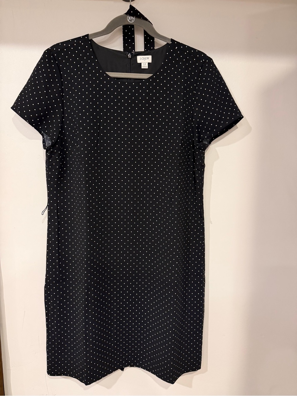 J.Crew Black White Polka Dot Belted Shift Dress Size 12